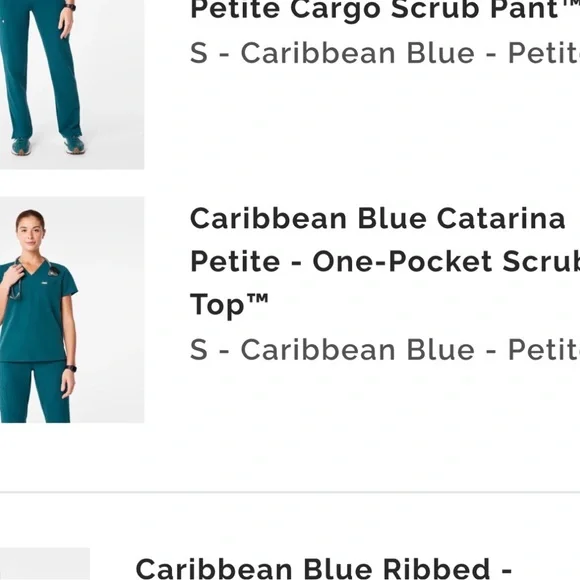 Figs Carribean blue Catarina petite Women's V-Neck Scrub Top - Picture 7 of 7